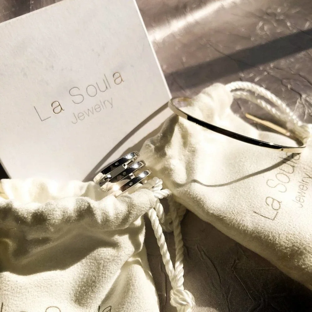 La Soula Diamond Cuff‎ Bracelet (.009 carat) & Triple Ring (.015 carat)